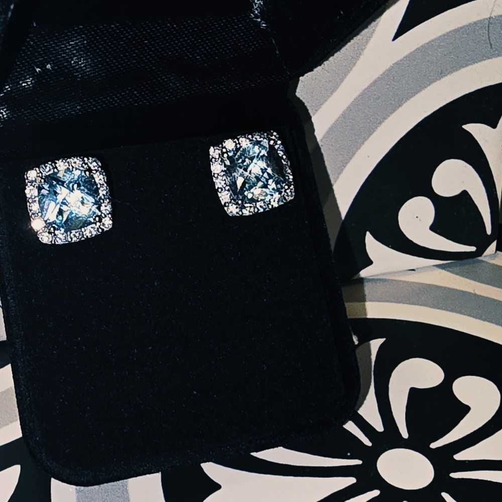 Elegant Silver and Blue Stud Earrings
